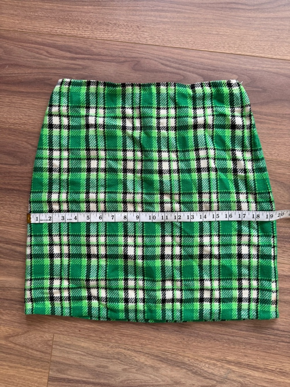 Vintage Retro Green Tartan Plaid Women's Wool Skirt Handmade - Size Small (4/6) - Picture 10 of 10